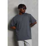 Freedom Erkek Düz Yazlık Kısa Kol Tişört Bisiklet Yaka Oversize T-Shirt - Füme