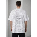 Freedom Erkek Kısa Kol Yazlık Tişört Bisiklet Yaka Baskılı Oversize T-Shirt - Beyaz