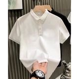 Freedom Erkek Polo Yaka Tişört Düğmeli Pike Düz T-Shirt - Beyaz - 2XL