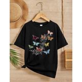 Freedom Kız Çocuk Bisiklet Yaka Baskılı T-Shirt - Siyah - 5 - 7 Yaş