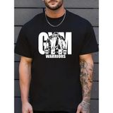 Freedom Sporda Günlük Hayata Giyilebilir Gym Baskılı Oversize Bisiklet Yaka T-Shirt - Siyah - - 2XL