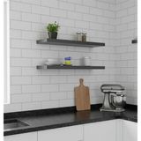 Freehome Premium Mdf Ürün 2'li Set 50X15 cm Gizli Montaj Modern Kitaplık Mutfak Banyo Salon Rafı - Antrasit