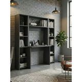 Freehome Premium Mdf Ürün Çalışma Masası Seti Raflı Ofis Genç Odası Ders Çalışma Ünitesi - 165x137 - Antrasit