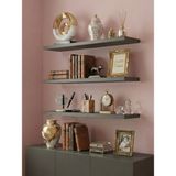 Freehome Premium Mdf Ürün Duvar Rafı 3'lü Set 60X15 cm Antrasit Uçan Raf Modern Kitaplık Mutfak Banyo Rafı