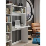 Freehome Premium Mdf Ürün Modern Kitaplıklı Çalışma Masası | Raflı Öğrenci ve Home Ofis Bilgisayar Masası - 165x107 - Beyaz