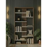 Freehome Premium Mdf Ürün Nova Modern Asimetrik Kitaplık 171X85 cm - Ceviz - Beyaz