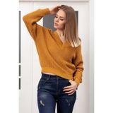 FREEİSTA Hardal V Yaka Triko Kazak 0420706 Hardal Standart
