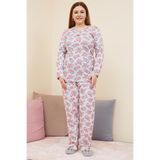 FREEİSTA Kırmızı Büyük Beden Desenli Pijama Takımı Kırmızı 3XL