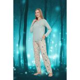 FREEİSTA Yeşil Kadın Pijama Takımı 3D Kelebek Desenli Kısa Kol Likralı Viskon Yeşil 2XL