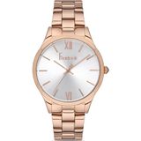 Freelook Kadın Rose Gold-beyaz Çelik Kasa Yuvarlak Kadran Metal Kordonlu Kol Saati Quartz Mekanizma Analog Ek