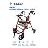 Freely 4 TEKERLEKLİ ALÜMİNYUM YÜRÜTEÇ / ROLLATÖR AS9148L