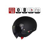 freem FR612 Mat Siyah Motosiklet Kaskı Güneş Vizörlü Yarım Açık Motorcu Kask