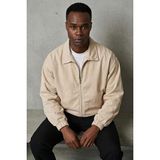 freemen Erkek Basic Gabardin Kumaş Fermuarlı Oversize Mevsimlik Polo Yaka Bej Ceket