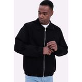 Freemen Erkek Basic Gabardin Kumaş Fermuarlı Oversize Mevsimlik Polo Yaka Ceket - XL - Siyah