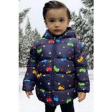 freemen Erkek Çocuk Polarlı Kapüşonlu Araba Yıldız Ay Desenli Kışlık Şişme Mont & Kaban & Parka