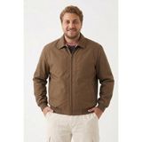 Freemen Erkek Dik Yaka Fermuarlı Basic Bomber Mont -Büyük Beden Aralığı- - 4XL - Kahverengi