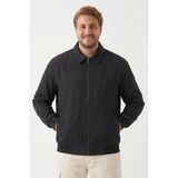 Freemen Erkek Dik Yaka Fermuarlı Basic Bomber Mont -Büyük Beden Aralığı- - 4XL - Siyah