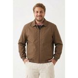 Freemen Erkek Dik Yaka Fermuarlı Basic Bomber Mont -Büyük Beden Aralığı- - 7XL - Kahverengi