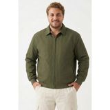 Freemen Erkek Dik Yaka Fermuarlı Basic Bomber Mont -Büyük Beden Aralığı- - 8XL - Açık Haki