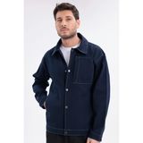 Freemen Erkek Dikiş Detaylı Oversize Gabardin Ceket - Mont - Lacivert