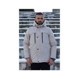 Freemen Erkek Kapüşonlu, Polar Astarlı, Kışlık Mont & Kaban & Parka - Taş