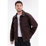 freemen Erkek Kiremit Dikiş Detaylı Oversize Gabardin Ceket