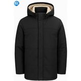 Freemen Erkek Siyah Polarlı Kürklü Çıkma Kapüşon Su ve Rüzgar Geçirmez Kapüşonlu Kışlık Mont & Kaban & Parka - 2XL