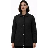 Freemen Kadın Desenli Çıtçıtlı Çift Cepli Oversize Kapitone Ceket - 2XL - Siyah