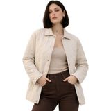Freemen Kadın Desenli Çıtçıtlı Çift Cepli Oversize Kapitone Ceket - XL - Taş