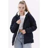 Freemen Kadın Kürklü Su ve Rüzgar Geçirmez Kapüşonlu Kışlık Mont & Kaban & Parka - XL - Lacivert