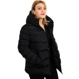 Freemen Kadın Siyah Kapüşonlu Astarlı Su Geçirmez Rüzgara Dayanıklı Şişme Mont & Kaban & Parka - 2XL