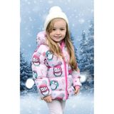 Freemen Kız Çocuk Kışlık Şişme Mont Kapüşonlu Şeker Desenli Kalın Polyester 2-3 Yaş - 3 - 4 Yaş - Pembe