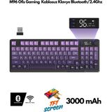 Freewolf M96 Ofis Klavye Bluetooth/2.4g Kablosuz Oyuncu Klavye Işıklı USB Type-C Kablolu Şarjlı - Mor