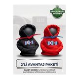 Freeyez Kapüşonlu Vites Topuzu Kılıfı 2'li Avantaj Paketi - Taraftar Özel - 61 Siyah - Kırmızı 61 Hoodie Araç Kokusu Hediyeli
