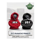 Freeyez Kapüşonlu Vites Topuzu Kılıfı 2'li Avantaj Paketi - Taraftar Özel - Kırmızı - Siyah 2 Hoodie Araç Kokusu Hediyeli