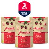 Freeze Dried 3'lü Avantaj Paketi Çilek Kuru Meyve Cipsi - Dondurularak Kurutulmuş Çilek 15GX3 - 45 gr
