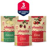 Freeze Dried 3'lü Mix Avantaj Paketi Dondurularak Kurutulmuş Çilek-Kavun-Elma Kuru Meyve Cipsi - 45 gr