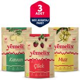 Freeze Dried 3'lü Mix Avantaj Paketi Dondurularak Kurutulmuş Çilek-Kavun-Muz Kuru Meyve Cipsi - 50 gr