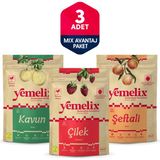 Freeze Dried 3'lü Mix Avantaj Paketi Dondurularak Kurutulmuş Çilek-Kavun-Şeftali Kuru Meyve Cipsi - 45 gr