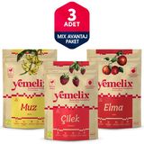 Freeze Dried 3'lü Mix Avantaj Paketi Dondurularak Kurutulmuş Çilek-Muz-Elma Kuru Meyve Cipsi - 50 gr