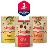 Freeze Dried 3'lü Mix Avantaj Paketi Dondurularak Kurutulmuş Çilek-Muz-Şeftali Kuru Meyve Cipsi - 50 gr