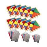 Frefly Store 10 Adet Ahşap Kare Tangram Renkli Zeka Oyunu 7 Parça 14X14CM Hediye Paketi ile Birlikte Okul Öncesi Ilk Okul Karne Hediyesi Doğum Günü Hediyesi