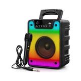 Frefly Store 20W Rms Güçlü Bluetooth Parti Hoparlörü - 4 Inç Rgb Işıklı - Kablolu Mikrofonlu Karaoke Seti Mikrofon Dahil - Fm Radyo, USB ve Tf Kart Destekli Ses Bombası - Ahşap