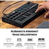 Frefly Store 25 Mini Tuşlu USB Mıdı Klavye, Arkadan Aydınlatmalı 8 Bateri Pedi ve Müzik Yazılımı - Ahşap