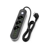 Frefly Store 3 USB Portlu 3’lü Topraklı Uzatma Priz 3 Metre Kablolu Açma Kapama Anahtarlı 2500W 10A 250V Akıllı Şarj Otomatik Akım Ayarlı Pc Abs Alev Geciktirici Çoklu Priz | E103 - Ahşap - Bej - Siyah