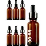 Frefly Store 30 ml Metal Kapaklı Damlalık Şişe Seti, 6 Adet Cam Şişe