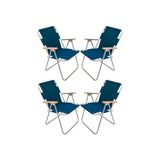 Frefly Store 4 Adet Bahçe Sandalyesi Katlanır Sandalye Balkon Sandalyesi Mavi