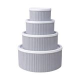 Frefly Store 4 Lü Yuvarlak Saklama Kabı Seti Çizgili Desenli Bpa Içermez 3 Lt 1.8 Lt 1 Lt 0,55 Lt Buzdolabı Düzenleyici Mikrodalga ve Derin Dondurucu Uyumlu Bpa Içermez Sağlıklı Erzak Kabı (Gri, Yuvarlak 4 Lü Set)