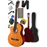 Frefly Store 4/4 Kesik Kasa Klasik Gitar Seti - Çanta, Askı, Tuner, Metod ve Pena Dahil