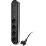 Frefly Store 4’lü Akım Korumalı Priz 2500W 10A – 2 USB + Type-C – 2m Uzatma Kablosu | Çoklu Şarj (Siyah) - Ahşap - Bej - Siyah